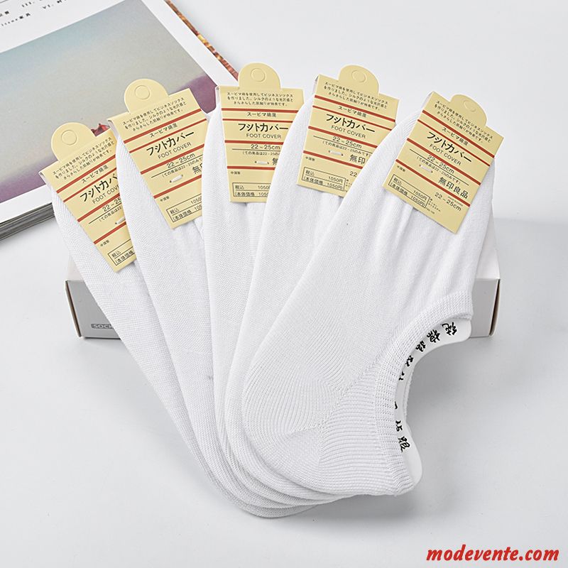 Chaussette Femme Section Mince Chaussette Courte Faible Été Chaussette Basse Coupée Coton Blanc Clair