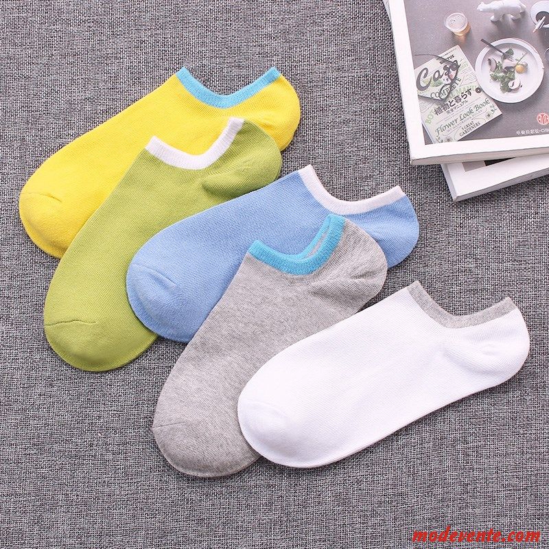 Chaussette Femme Section Mince Étudiant Chaussette Courte Respirant Été Chaussette Basse Coupée Bleu Clair