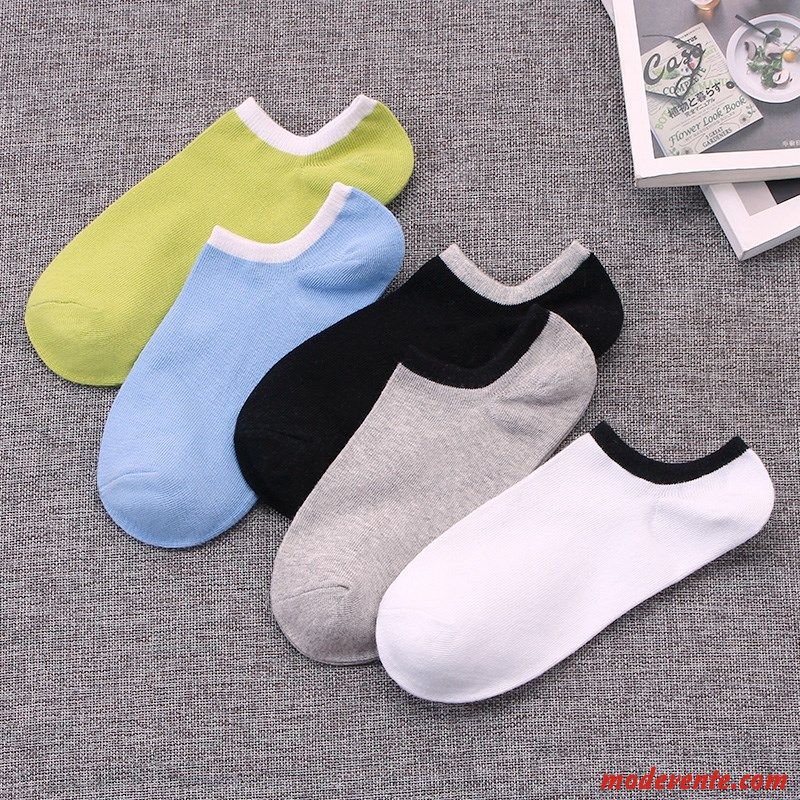 Chaussette Femme Section Mince Étudiant Chaussette Courte Respirant Été Chaussette Basse Coupée Bleu Clair