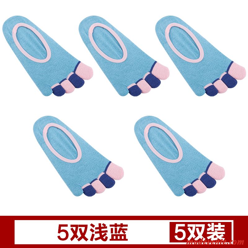 Chaussette Femme Été Coton Cinq Doigts Chaussette Basse Coupée Respirant Section Mince Rouge Clair