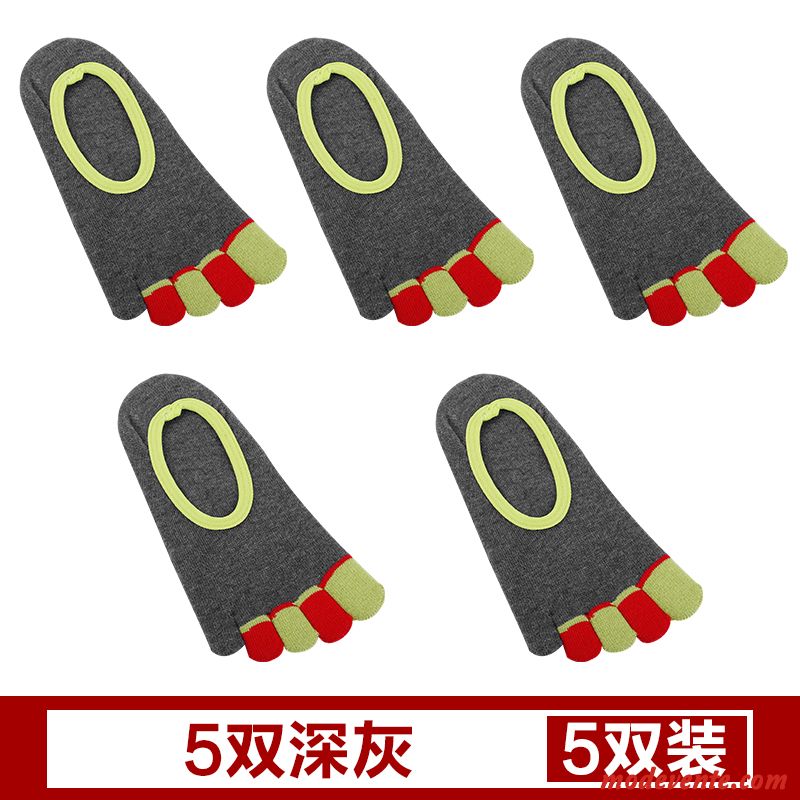 Chaussette Femme Été Coton Cinq Doigts Chaussette Basse Coupée Respirant Section Mince Rouge Clair