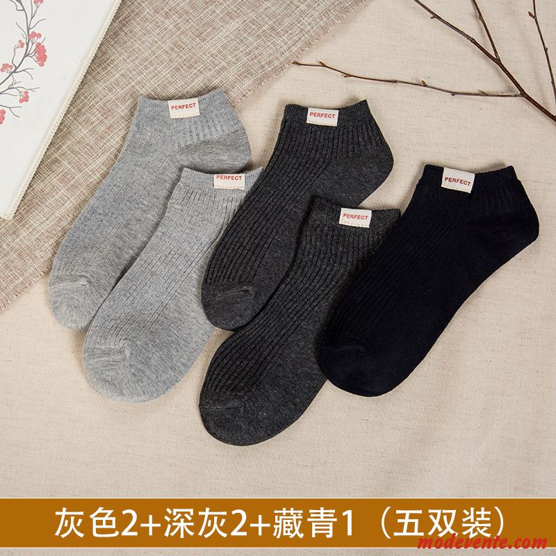 Chaussette Homme Chaussette Basse Coupée Chaussette Courte Vent De L'université Printemps Milieu L'automne Gris Clair