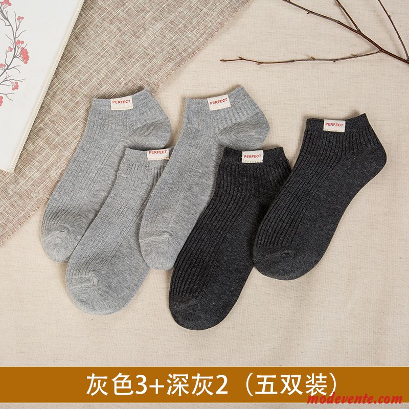 Chaussette Homme Chaussette Basse Coupée Chaussette Courte Vent De L'université Printemps Milieu L'automne Gris Clair