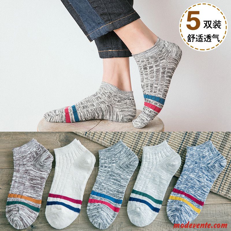 Chaussette Homme Chaussette Basse Coupée Chaussette Courte Vent De L'université Printemps Milieu L'automne Gris Clair