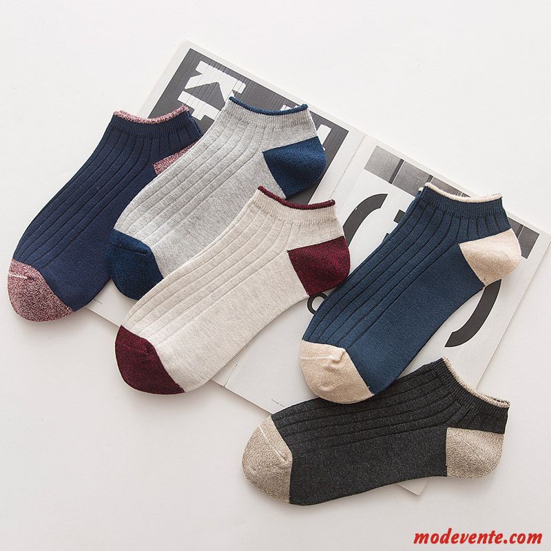 Chaussette Homme Chaussette Basse Coupée Loisir Chaussettes En Coton Transpiration Été Chaussette Courte Couleurs Mixtes Clair