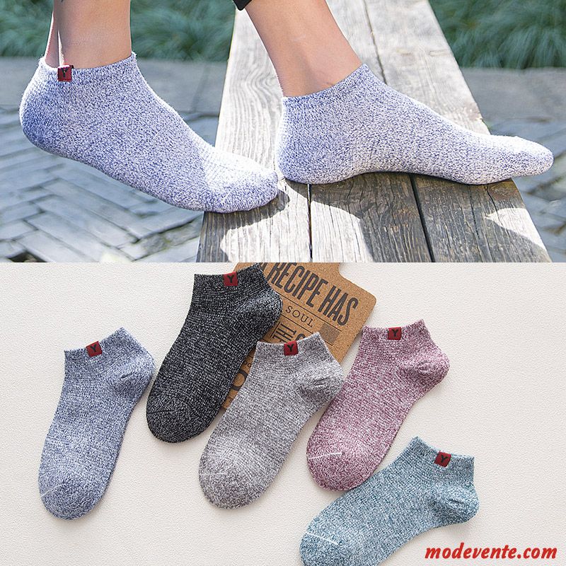 Chaussette Homme Chaussette Basse Coupée Loisir Chaussettes En Coton Transpiration Été Chaussette Courte Couleurs Mixtes Clair