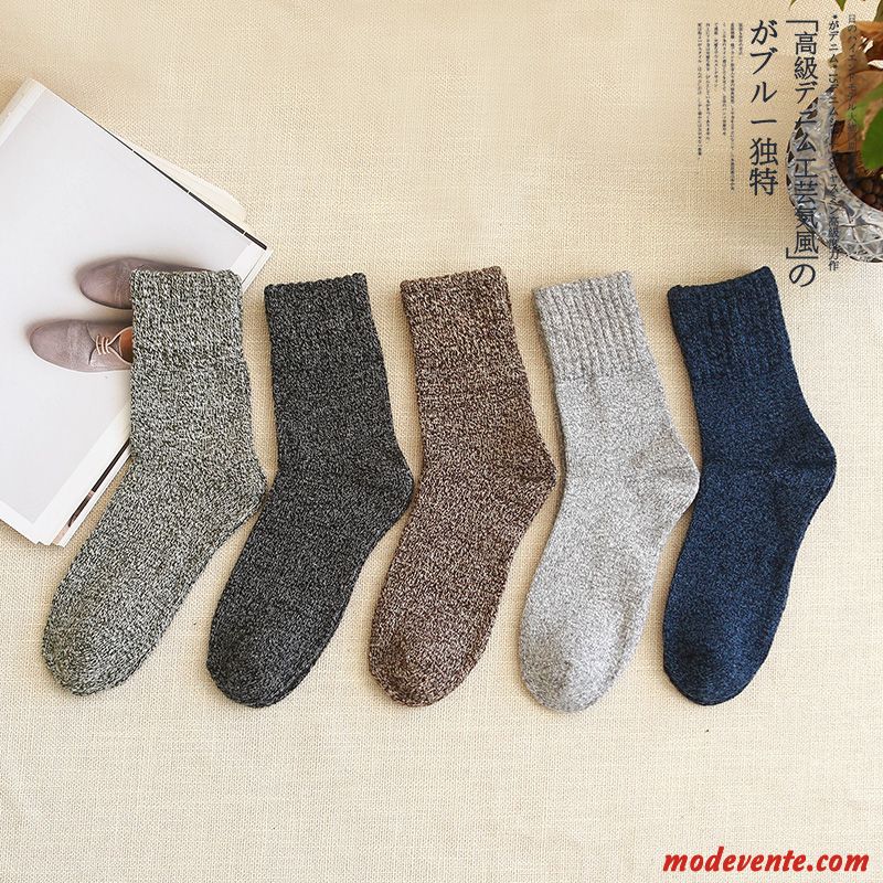 Chaussette Homme Chaussette Longue Coton Tendance Chaussettes En Coton Hiver Milieu Bleu