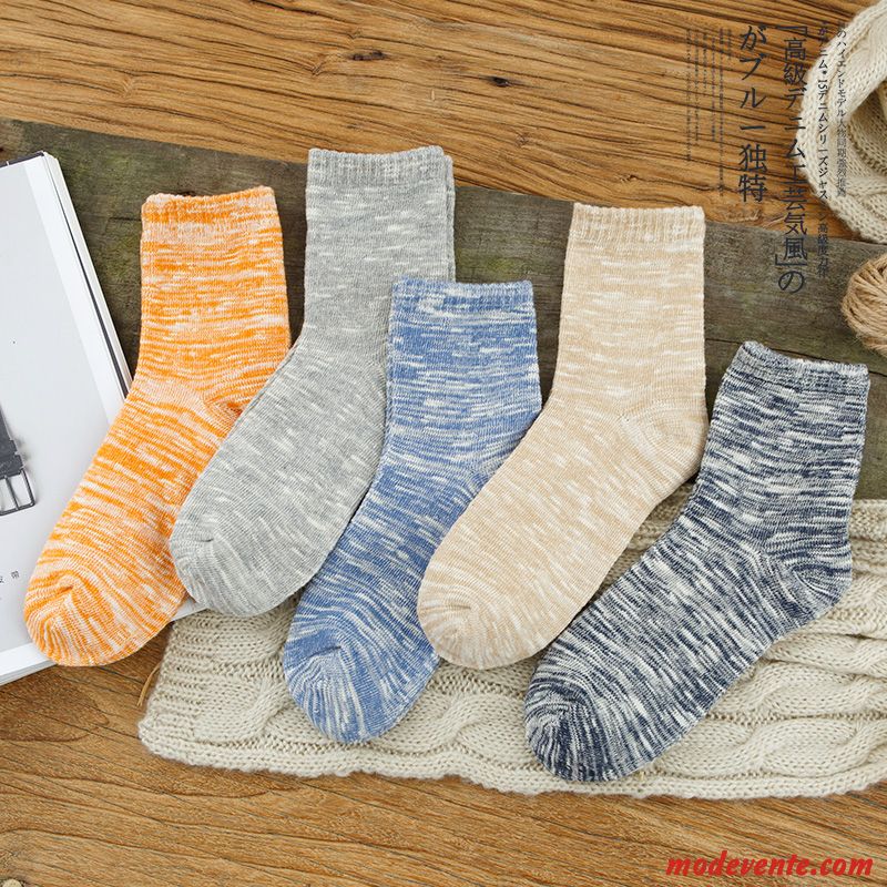 Chaussette Homme Chaussette Longue Coton Tendance Chaussettes En Coton Hiver Milieu Bleu