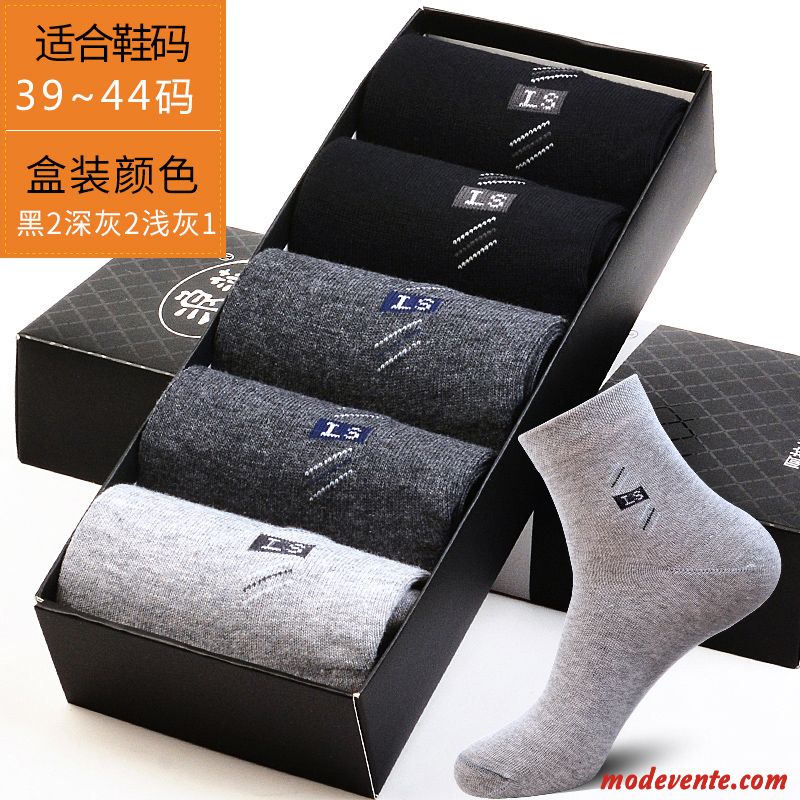 Chaussette Homme Chaussettes En Coton Chaussette Courte Anti-odeur Longue Transpiration Milieu Noir