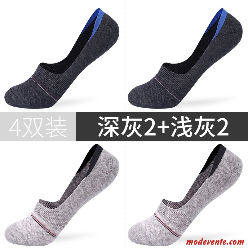 Chaussette Homme Coton Chaussette Courte Antidérapant Chaussette Basse Coupée Chaussettes En Coton Invisible Gris Clair