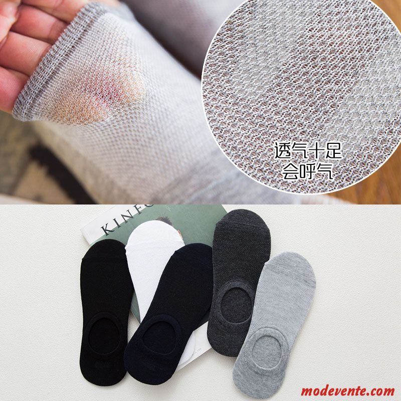 Chaussette Homme Faible Été Chaussette Basse Coupée Antidérapant Section Mince Respirant Bleu Clair