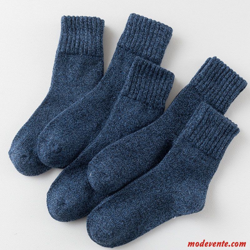 Chaussette Homme Garder Au Chaud Serviette Plus Épais Chaussette Longue Terry Chaussettes En Coton Bleu