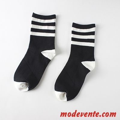 Chaussette Homme L'automne Vent De L'université Milieu Amoureux Rayé Printemps Blanc Noir