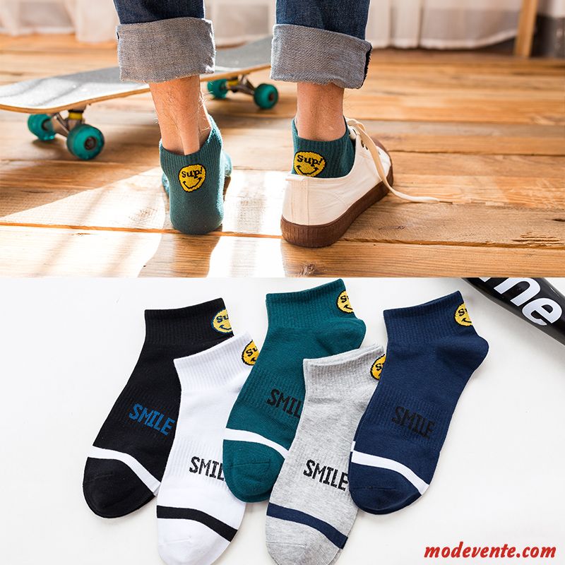 Chaussette Homme Milieu Tendance Chaussette Courte Été Coton Faible Vert