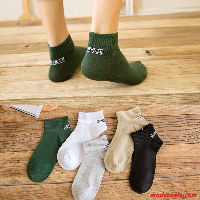 Chaussette Homme Milieu Tendance Chaussette Courte Été Coton Faible Vert