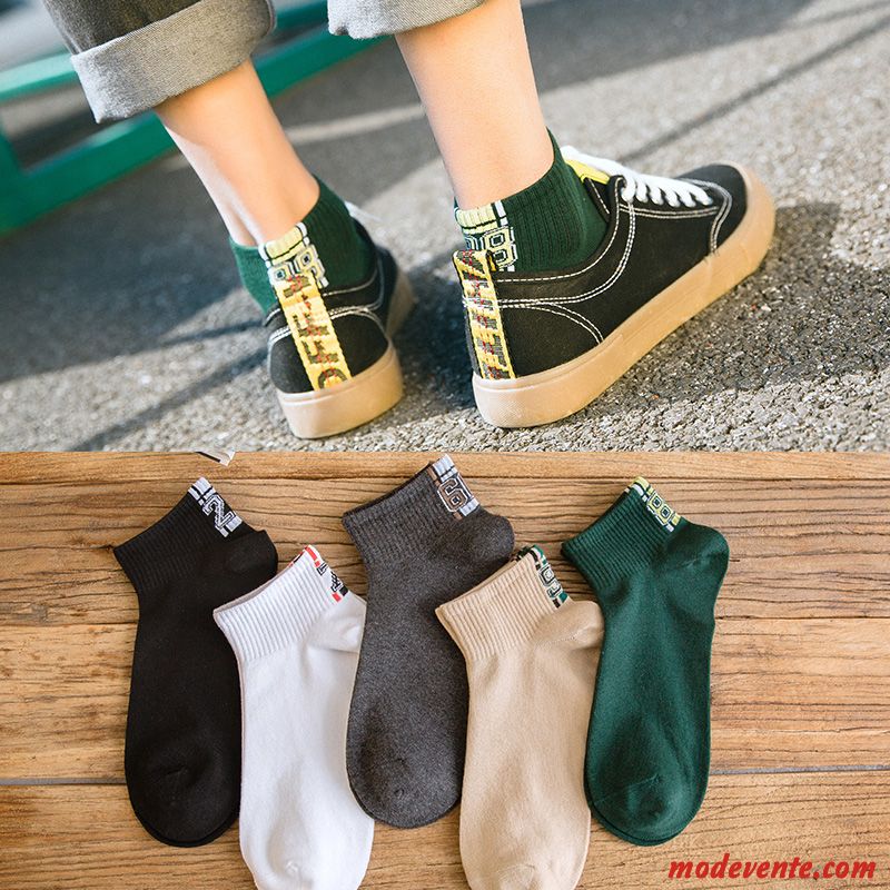 Chaussette Homme Milieu Tendance Chaussette Courte Été Coton Faible Vert