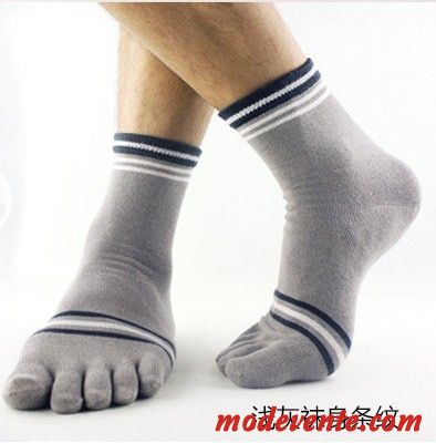 Chaussette Homme Printemps Milieu Cinq Doigts Le Nouveau Anti-odeur L'automne Gris Foncé