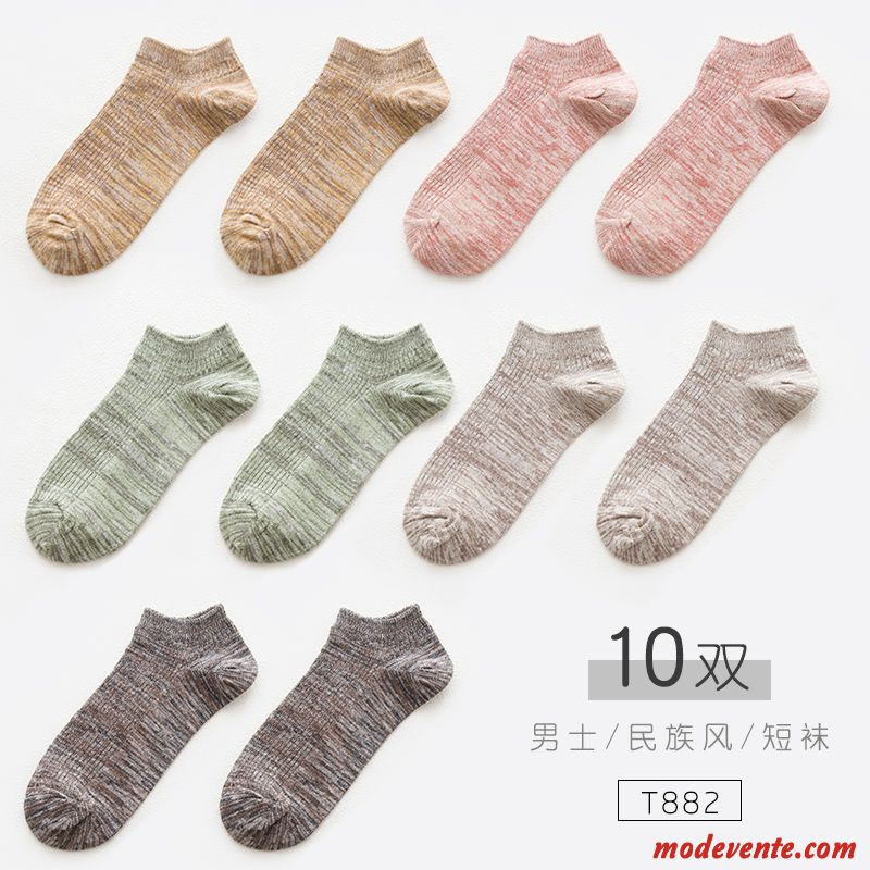 Chaussette Homme Quatre Saisons Anti-odeur Chaussettes En Coton Rayé Creux Chaussette Courte Gris