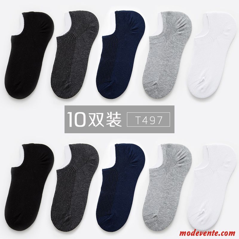 Chaussette Homme Quatre Saisons Anti-odeur Chaussettes En Coton Rayé Creux Chaussette Courte Gris