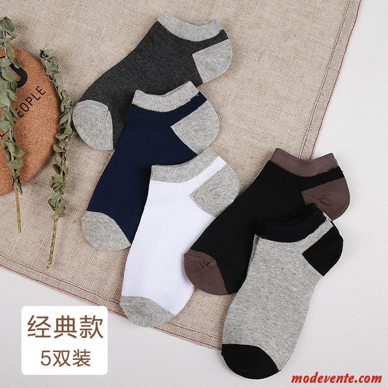 Chaussette Homme Quatre Saisons Été Chaussette Basse Coupée Respirant Chaussettes En Coton Mince Clair