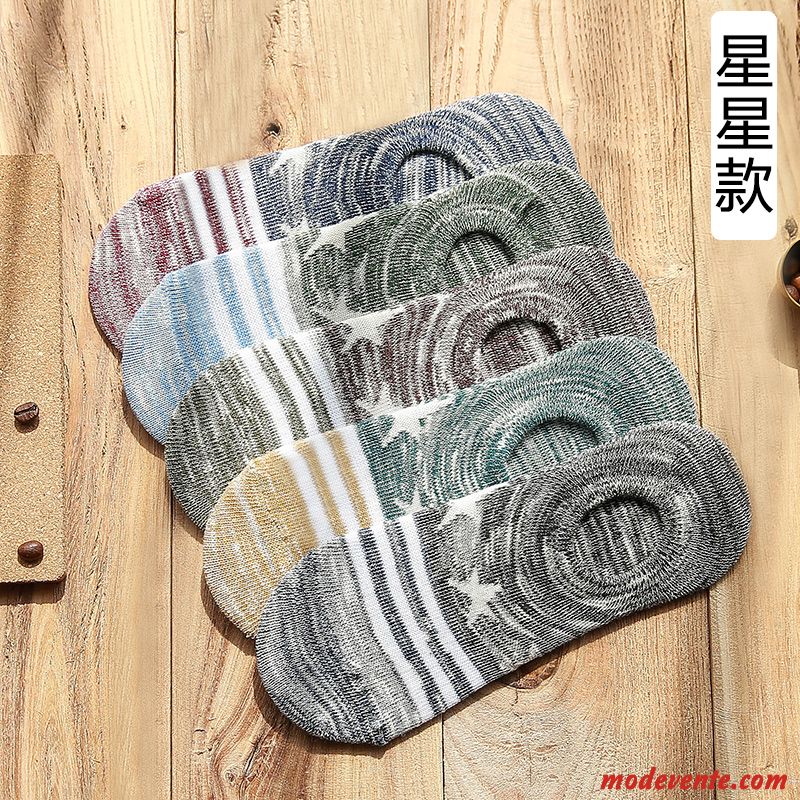 Chaussette Homme Quatre Saisons Été Chaussette Basse Coupée Respirant Chaussettes En Coton Mince Clair