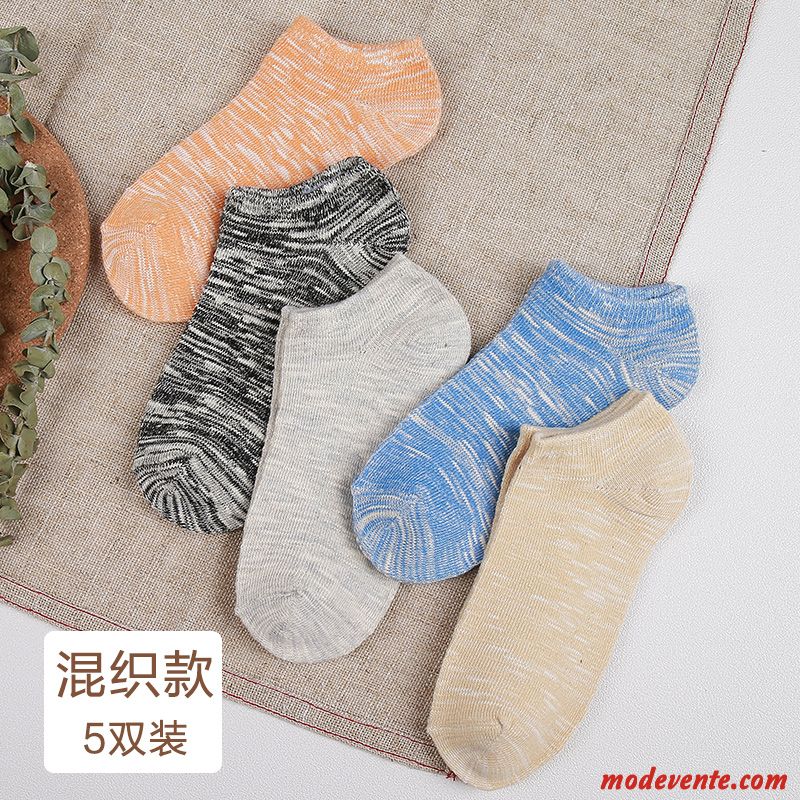 Chaussette Homme Quatre Saisons Été Chaussette Basse Coupée Respirant Chaussettes En Coton Mince Clair