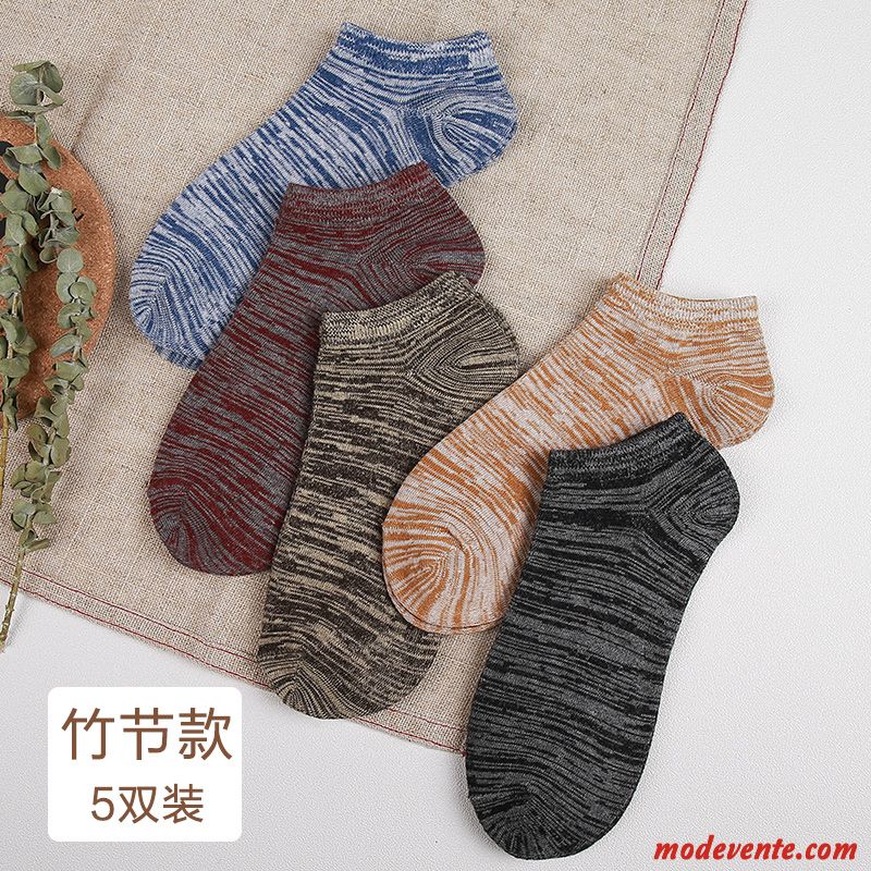 Chaussette Homme Quatre Saisons Été Chaussette Basse Coupée Respirant Chaussettes En Coton Mince Clair