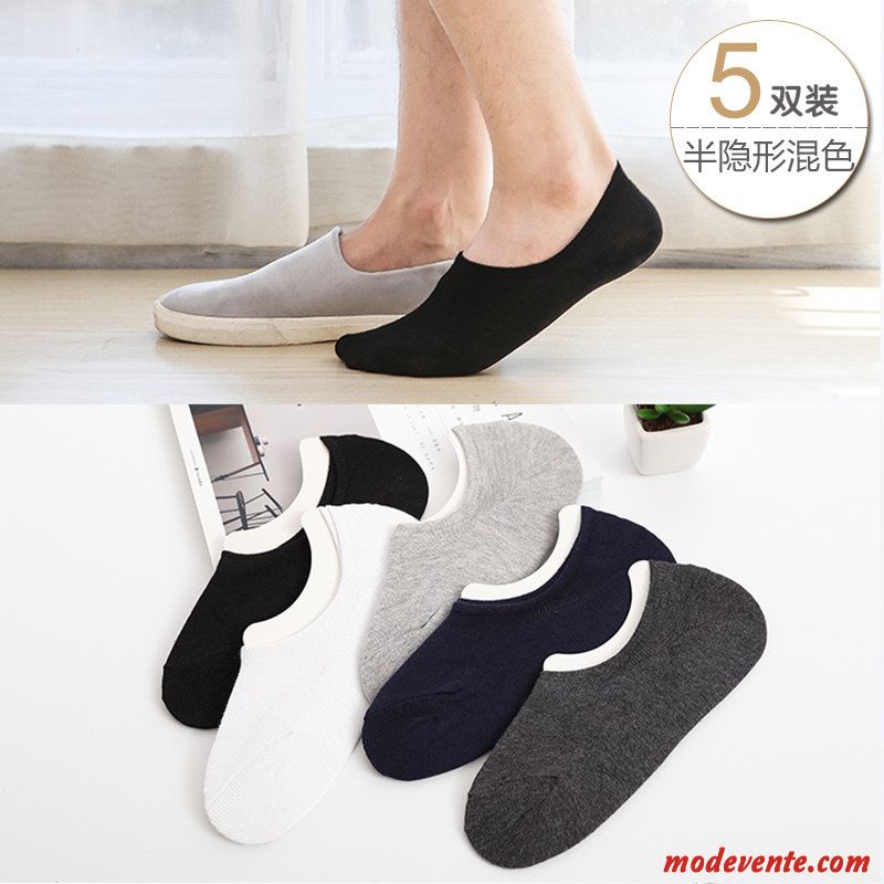 Chaussette Homme Section Mince Été Chaussette Courte Transpiration Anti-odeur Coton Coloré Clair