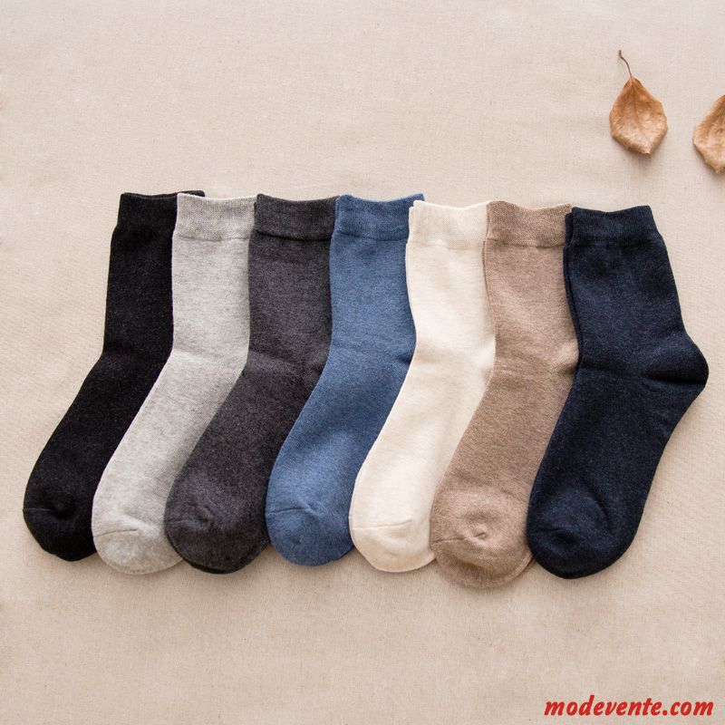 Chaussette Homme Transpiration Coton Chaussette Longue L'automne Hiver Chaussette Courte Noir Gris