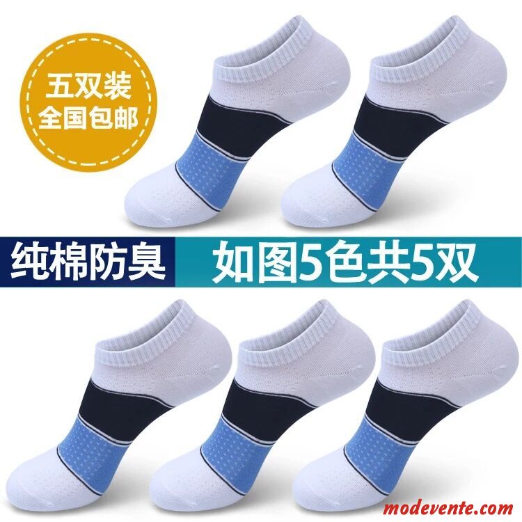 Chaussette Homme Été Gros Engrener Chaussette Basse Coupée Étudiant Sport Bleu Marin