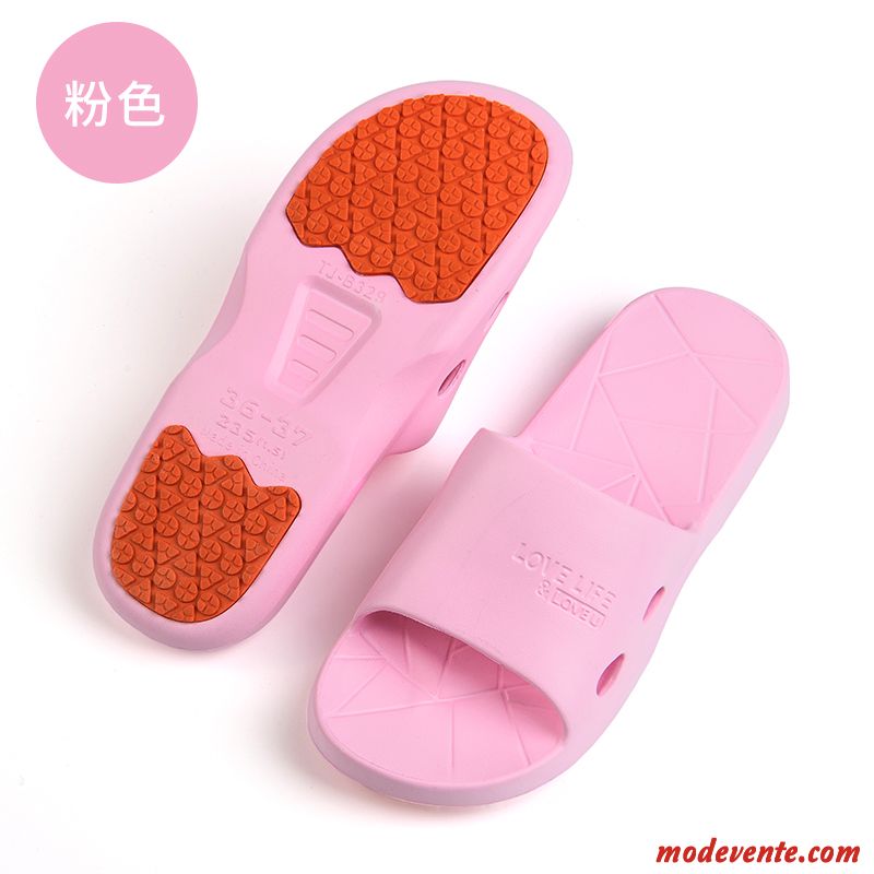 Chaussons Femme Antidérapant De Maison Homme Semelle Épaisse Été Tongs Chaussons Rose Clair