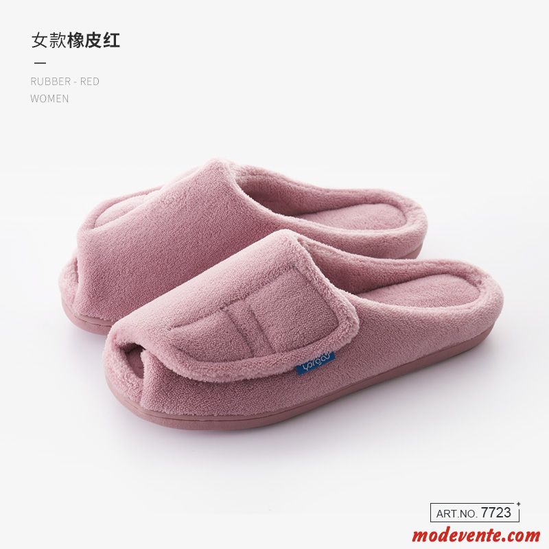 Chaussons Femme Antidérapant De Maison Tongs Chaussons Matelassé Homme Semelle Épaisse Rose