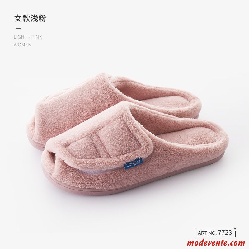 Chaussons Femme Antidérapant De Maison Tongs Chaussons Matelassé Homme Semelle Épaisse Rose