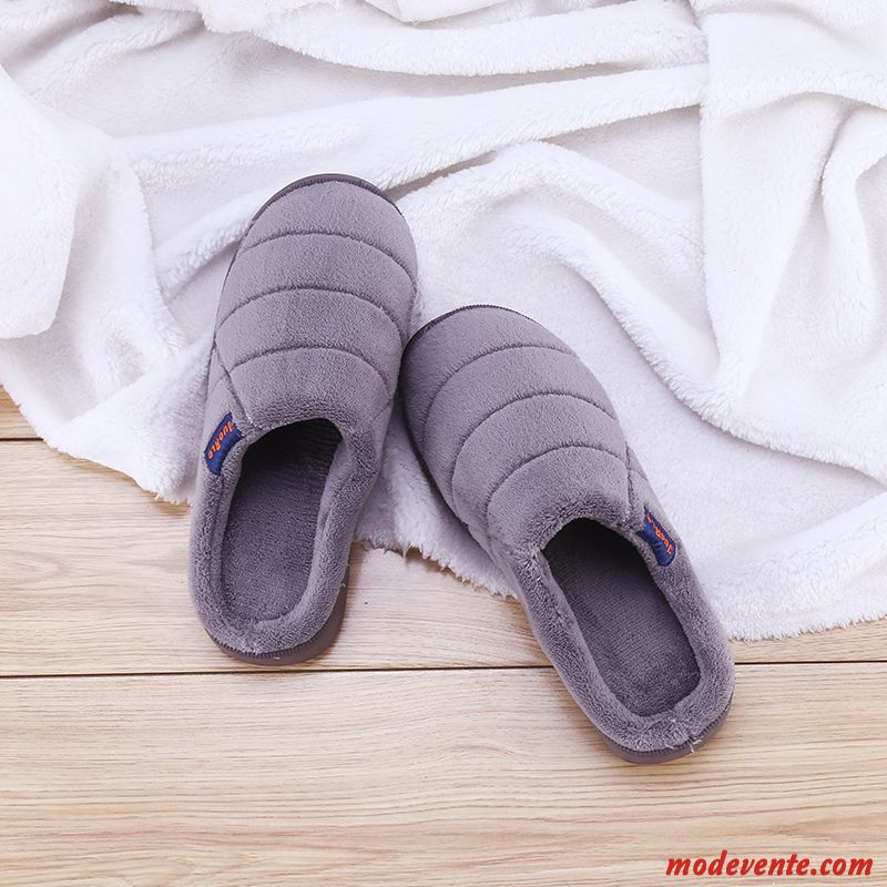 Chaussons Femme Chauds De Maison Intérieur Simple Hiver Matelassé Pure Violet