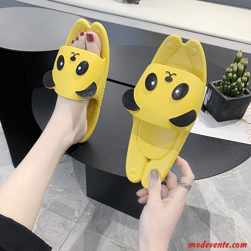 Chaussons Femme Dessin Animé Tendance Intérieur Été Charmant Mode Rouge Jaune