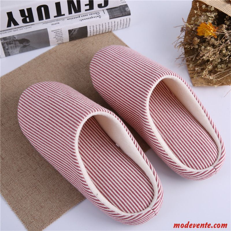 Chaussons Femme Hiver Homme Antidérapant De Maison Semelle Doux Dame Rose