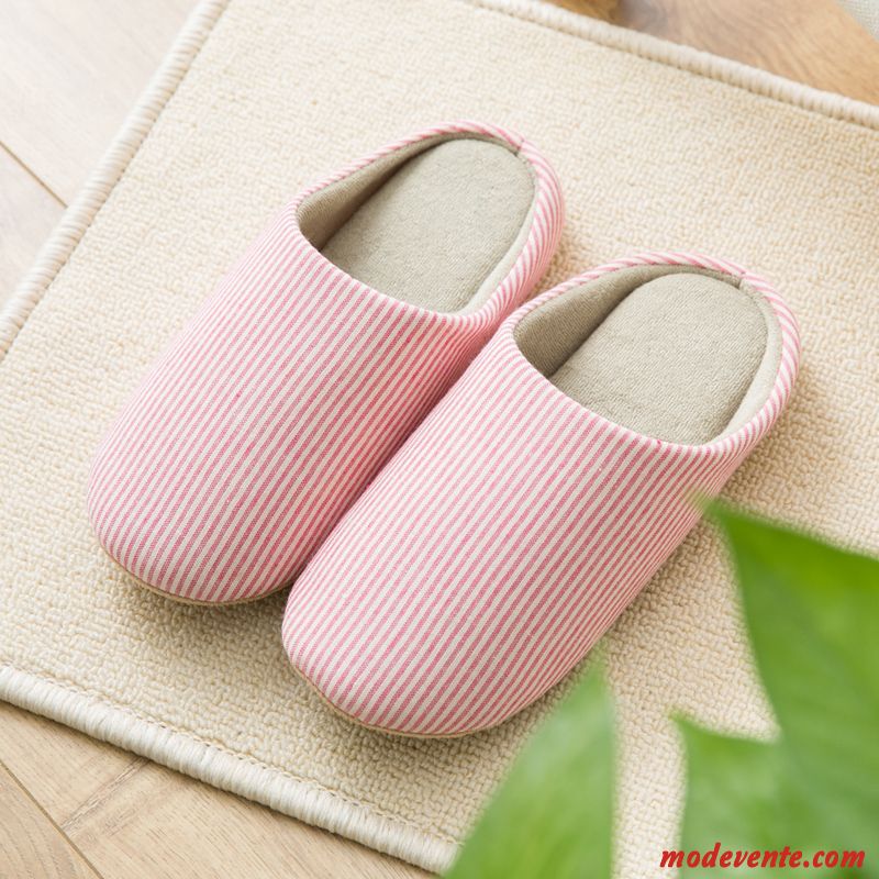 Chaussons Femme Hiver Homme Antidérapant De Maison Semelle Doux Dame Rose