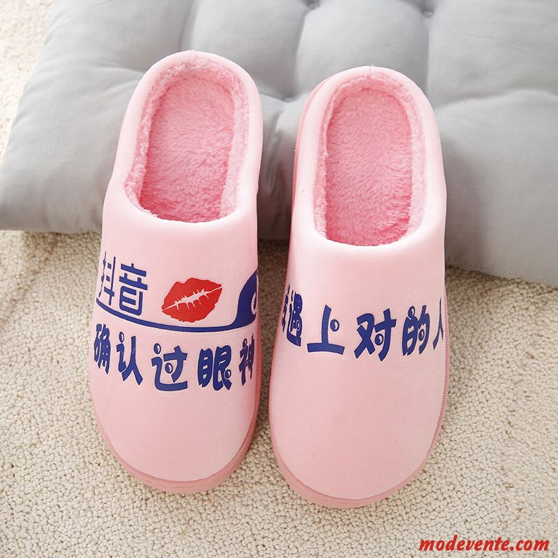 Chaussons Femme Homme Matelassé Fantaisie Intérieur De Maison Charmant Rose