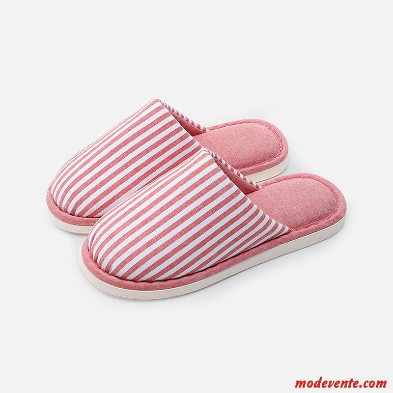 Chaussons Femme Homme Tongs Chaussons Antidérapant Matelassé Chauds Intérieur Rouge Rose