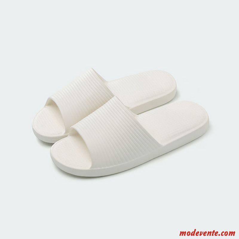 Chaussons Femme Homme Été De Maison Intérieur Semelle Doux Fantaisie Blanc