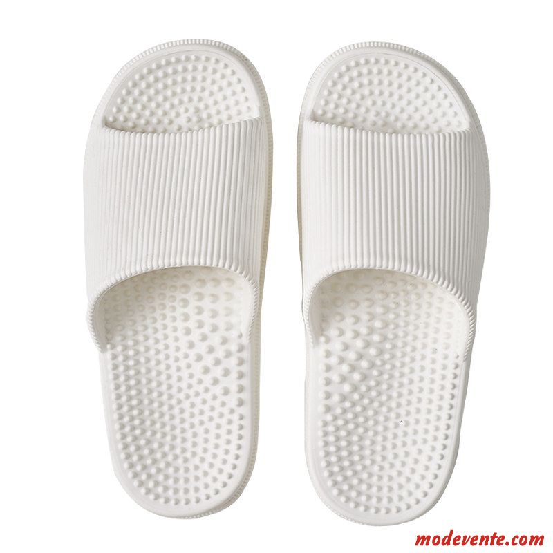 Chaussons Femme Homme Été Massage Intérieur Tongs Chaussons Salle De Bains Blanc