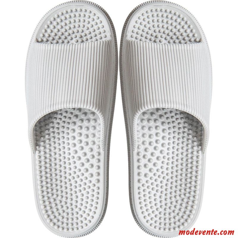 Chaussons Femme Homme Été Massage Intérieur Tongs Chaussons Salle De Bains Blanc