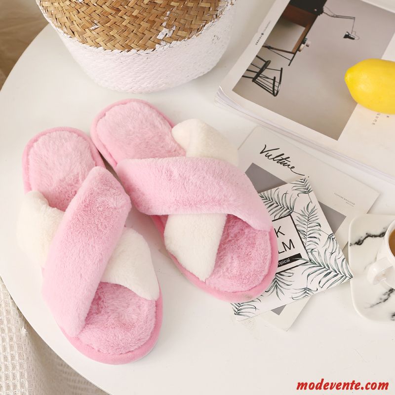 Chaussons Femme Intérieur Fantaisie De Maison Plus De Velours Matelassé Renforcé Rose