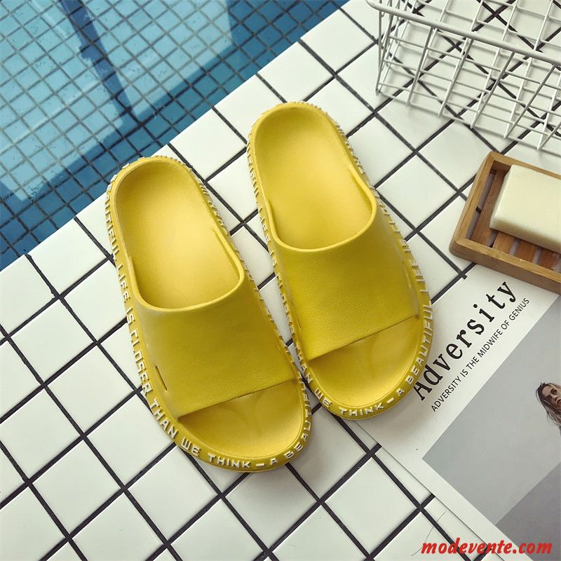 Chaussons Femme Intérieur Tongs Chaussons Homme Fantaisie Salle De Bains De Maison Jaune