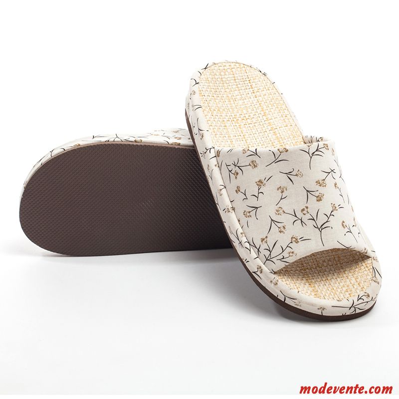 Chaussons Femme L'automne De Maison Intérieur Tongs Chaussons Été Fantaisie Blanc