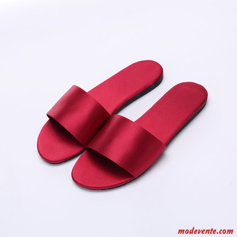 Chaussons Femme Mariée De Maison Soie L'automne Mariage Tongs Chaussons Rouge Rose