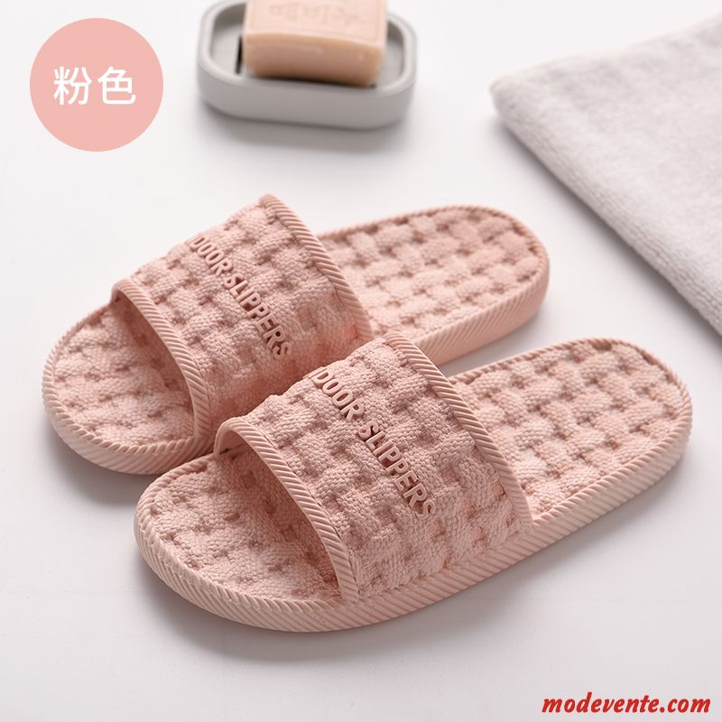 Chaussons Femme Massage De Maison Été Dame Fantaisie Semelle Épaisse Rose