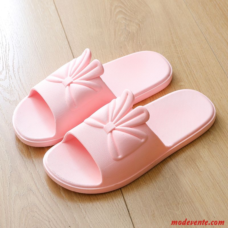 Chaussons Femme Salle De Bains De Maison Tongs Chaussons Fantaisie Été Intérieur Rose