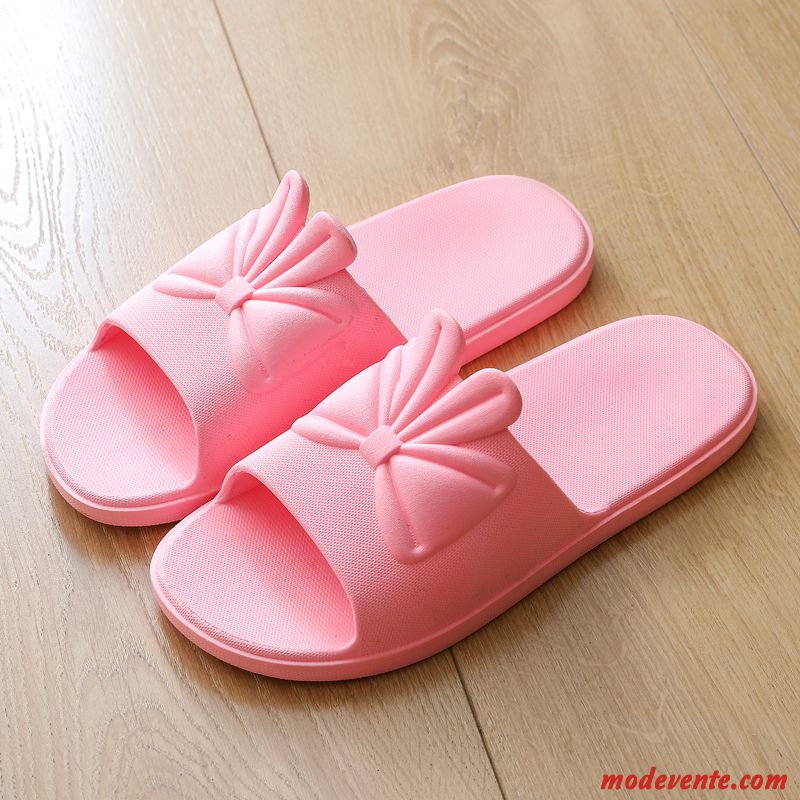 Chaussons Femme Salle De Bains De Maison Tongs Chaussons Fantaisie Été Intérieur Rose