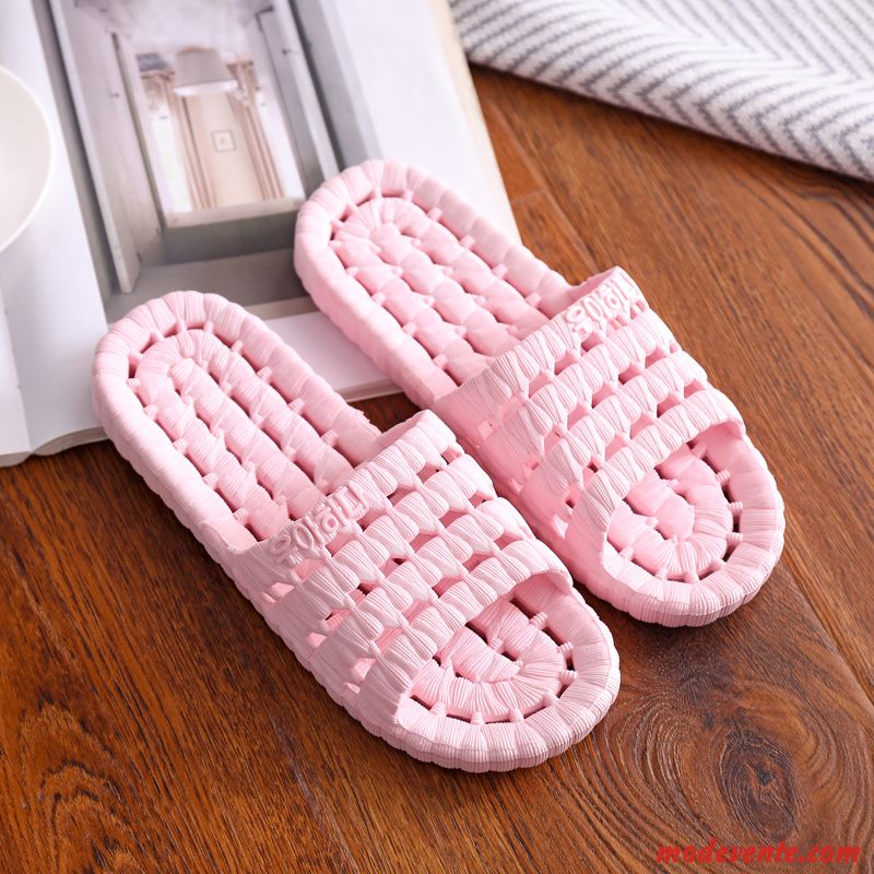 Chaussons Femme Salle De Bains De Maison Tongs Chaussons Fantaisie Été Intérieur Rose